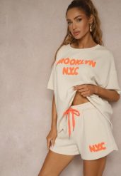 Beżowy Komplet z Wiskozą o Fasonie Oversize T-shirt i Szorty Lirafina. Brązowe szorty damskie Renee, bez wzorów, z wiskozy. Za 189.99 zł.