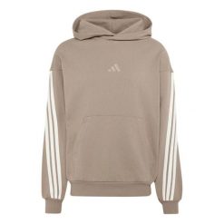 Bluza z kapturem adidas 3-Stripes. Brązowe bluzy sportowe męskie Adidas, bez wzorów, z materiału, eleganckie, bez kołnierzyka, bez ramiączek. Za 374.99 zł.