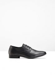 Półbuty sznurowane. Czarne buty wizytowe męskie bonprix, bez zapięcia. Za 129.99 zł.