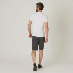 Second Life - Koszulka z krótkim rękawem męska Domyos Gym & Pilates 500 slim. Białe szorty męskie DOMYOS, l, z bawełny, na fitness i siłownię. Za 35.99 zł.