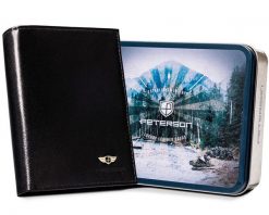 Portfel skórzany RFID Peterson [DH] PTN 365 2-1-1-9634 B czarny. Czarne portfele męskie Peterson, bez wzorów, ze skóry. Za 100.99 zł.