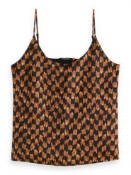 Scotch & Soda Top w kolorze jasnobrązowo-czarnym rozmiar: 42. Brązowe topy damskie Scotch & Soda, bez wzorów, bez kołnierzyka. Za 105.38 zł.