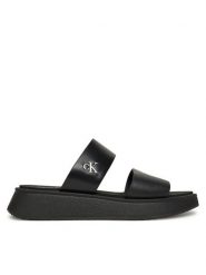 Calvin Klein Jeans Klapki Sandal Slide Double Strap YW0YW01694 Czarny. Czarne klapki damskie Calvin Klein Jeans, bez wzorów, z jeansu, bez obcasa. Za 279.99 zł.