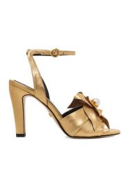 GINO ROSSI Sandały CEO-ROSE-LT2158-2 Złoty. Żółte sandały damskie Gino Rossi, bez wzorów, ze skóry, bez obcasa, na słupku. Za 429.99 zł.