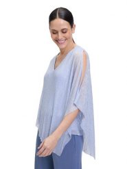 Vera Mont Bluzka w kolorze błękitnym rozmiar: 42. Niebieskie bluzki damskie Vera Mont, bez wzorów, z asymetrycznym kołnierzem, bez ramiączek. Za 173.99 zł.