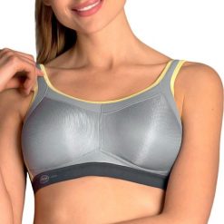 Stanik do biegania Momentum z wysoki poziomem podtrzymywania. Szare biustonosze sportowe damskie ANITA ACTIVE, bez wzorów, z elastanu. Za 338.00 zł.
