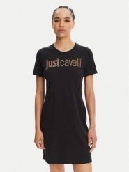 Just Cavalli Sukienka codzienna 78PAOE15 Czarny Regular Fit. Czarne sukienki damskie Just Cavalli, na co dzień, m, bez wzorów, z bawełny, bez kołnierzyka, bez ramiączek, proste. Za 579.99 zł.
