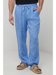 Rodier Lin Lniane spodnie w kolorze błękitnym rozmiar: L/XL. Niebieskie spodnie materiałowe męskie Rodier Lin, bez wzorów, ze lnu. Za 142.95 zł.