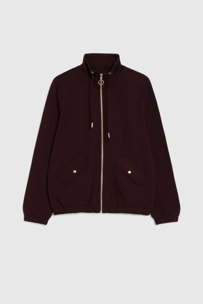 Rozpinana bluza burgundowa. Czerwone bluzy bez kaptura damskie MOODO, l, z elastanu. Za 149.99 zł.