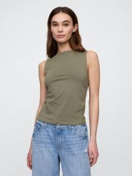 GAP Top w kolorze khaki rozmiar: XXL. Brązowe topy damskie GAP, xxl, bez wzorów, z bawełny, bez kołnierzyka. Za 35.10 zł.