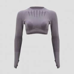 Crop top do treningu RUE z długim rękawem. Czerwone topy sportowe damskie Legea, bez wzorów, bez ramiączek. W wyprzedaży za 100.00 zł.