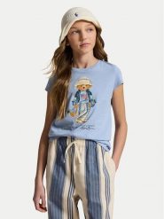 Polo Ralph Lauren T-Shirt 313A11759002 Błękitny Regular Fit. Niebieskie koszulki dziewczęce Polo Ralph Lauren, l, bez wzorów, z bawełny, bez ramiączek. Za 289.99 zł.