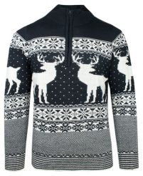 Granatowy Sweter Świąteczny, Norweskie Wzory - Brave Soul. Niebieskie kardigany męskie Brave Soul, l, bez wzorów, wizytowe, bez kołnierzyka. Za 149.00 zł.