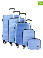 Canadian Peak 5-częściowy zestaw "Solomuneak" w kolorze błękitnym rozmiar: onesize. Niebieskie walizki Canadian Peak, bez wzorów, z materiału. Za 543.99 zł.