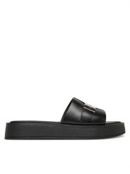 Calvin Klein Klapki Flatform Slide W/Ck Hw - Lth HW0HW02368 Czarny. Czarne klapki damskie CALVIN KLEIN, bez wzorów, ze skóry, bez obcasa. Za 329.99 zł.