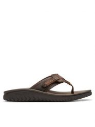 Clarks Japonki Wesley Sun 26176987 Brązowy. Brązowe klapki i japonki męskie Clarks, ze skóry. Za 269.99 zł.