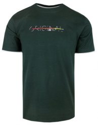 T-Shirt Męski - Ciemnozielony z Napisem (Nadrukiem) - Pako Jeans. Zielone t-shirty męskie Pako Jeans, m, bez wzorów, z bawełny, bez kołnierzyka. Za 69.00 zł.