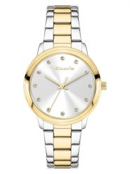 Tamaris Zegarek kwarcowy w kolorze srebrno-złotym rozmiar: onesize. Szare, analogowe zegarki damskie Tamaris, metalowe. Za 173.99 zł.