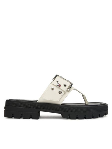 Tommy Jeans Japonki Tjw Buckle Sandal EN0EN02948 Biały. Białe klapki damskie Tommy Jeans, bez wzorów, z jeansu, bez obcasa. Za 210.99 zł.