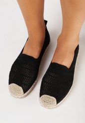 Czarne Espadryle z Ażurowej Siateczki Ozdobione Plecionką Lanivesa. Czarne espadryle damskie Born2be, w ażurowe wzory, bez obcasa. Za 54.99 zł.