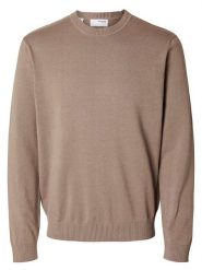 SELECTED HOMME Sweter w kolorze beżowym rozmiar: M. Brązowe swetry męskie Selected Homme, m, bez wzorów, z bawełny, bez kołnierzyka. Za 96.60 zł.