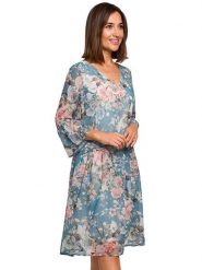 Stylove Sukienka w kolorze turkusowym ze wzorem rozmiar: L. Niebieskie sukienki damskie Stylove, l, bez wzorów, bez kołnierzyka, bez ramiączek, midi. Za 219.08 zł.
