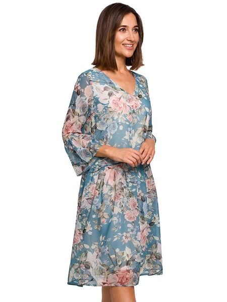 Stylove Sukienka w kolorze turkusowym ze wzorem rozmiar: L. Niebieskie sukienki damskie Stylove, l, bez wzorów, bez kołnierzyka, bez ramiączek, midi. Za 219.08 zł.