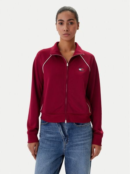 Tommy Jeans Bluza Badge DW0DW21930 Bordowy Regular Fit. Czerwone bluzy bez kaptura damskie Tommy Jeans, xs, z jeansu. Za 419.99 zł.
