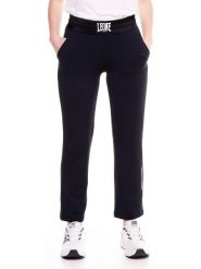 Spodnie damskie w kolorze czarno-białym. Czarne spodnie sportowe damskie LEONE 1947 APPAREL, l, z bawełny, na fitness i siłownię. Za 84.16 zł.