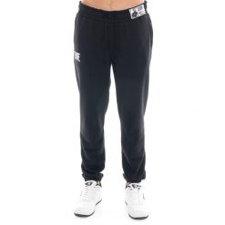 Spodnie dresowe Leone 1947 Apprel z gumką i sznurkiem. Idealne na co dzień. Czarne spodnie dresowe męskie LEONE 1947 APPAREL, bez wzorów, z bawełny. W wyprzedaży za 112.15 zł.