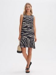 OPUS Sukienka w kolorze czarno-kremowym rozmiar: 36. Czarne sukienki damskie Opus, bez wzorów, z wiskozy, bez kołnierzyka, bez ramiączek, mini. Za 133.95 zł.