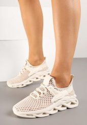 Beżowe Siateczkowe Buty Sportowe Sneakersy na Grubej Tłoczonej Podeszwie Telarienna. Brązowe buty sportowe na co dzień damskie Born2be, bez wzorów, z jeansu. Za 69.99 zł.