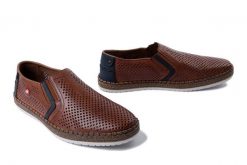 RIEKER B5297-24 brown, półbuty męskie. Brązowe półbuty męskie Rieker, na lato, bez zapięcia. Za 359.90 zł.