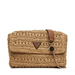 Torebka Guess. Brązowe torebki klasyczne damskie Guess, z aplikacjami, wizytowe, bez kołnierzyka, bez ramiączek. Za 389.99 zł.