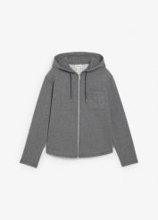 Bluza rozpinana z kapturem, z mieszanki bawełny. Szare bluzy z kapturem damskie bonprix, z bawełny. Za 144.99 zł.