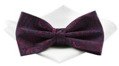 Mucha Męska z Białą Poszetką - Chattier - Czerwona z Orientalnym Wzorem. Czerwone krawaty i muchy męskie Chattier, bez wzorów, z poliesteru, eleganckie. Za 59.00 zł.
