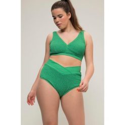 Damskie Figi bikini faktura wysoki stan pas w kopertowym stylu. Zielone bikini damskie Ulla Popken, bez wzorów, plus size. Za 93.99 zł.