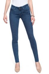 SPODNIE DAMSKIE LEE SCARLETT DARK FOAM L526MHGT 112111758. Niebieskie spodnie materiałowe damskie Lee, bez wzorów, z jeansu. Za 139.99 zł.