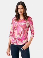 Gerry Weber Koszulka w kolorze kremowo-różowo-fioletowym rozmiar: 46. Brązowe bluzki damskie Gerry Weber, bez wzorów, bez kołnierzyka, bez ramiączek. Za 109.78 zł.