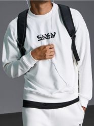 Bluza - biały. Białe bluzy bez kaptura męskie Sinsay, l. W wyprzedaży za 25.99 zł.