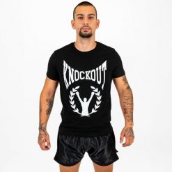 Krótka koszula V1. Czarne koszule męskie KNOCKOUT, l, bez wzorów, z bawełny, bez kołnierzyka, bez ramiączek. Za 86.27 zł.