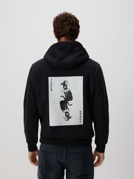 Bluza z nadrukiem na plecach - czarny. Czarne bluzy bez kaptura męskie Reserved, l, z bawełny. Za 149.99 zł.