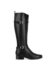 Clara Barson Kozaki WYL4016-2 Czarny. Czarne kozaki damskie Clara Barson, z materiału, bez obcasa, na płaskiej podeszwie. Za 199.99 zł.