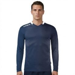 Męska Koszulka Piłkarska Monaco ML Długi Rękaw Niebiesko-Biała. Białe t-shirty sportowe męskie Legea, m, z bawełny, bez ramiączek, do biegania. Za 52.00 zł.