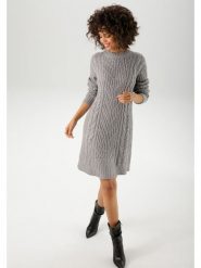 Aniston Sukienka dzianinowa w kolorze jasnoszarym rozmiar: 42. Szare sukienki damskie Aniston, na co dzień, bez wzorów, z dzianiny, bez kołnierzyka, bez ramiączek, midi, proste. Za 100.52 zł.