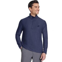 Bluza dresowa sportowa męska GoDri All Day 1/4 Zip. Niebieskie bluzy bez kaptura męskie Skechers, bez wzorów, z dresówki, sportowe, bez kołnierzyka, bez ramiączek. Za 199.99 zł.