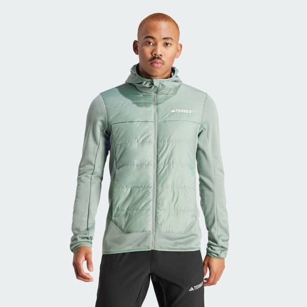 Kurtka Terrex Multi Hybrid Insulated Hooded. Zielone kurtki męskie Adidas, xl, bez wzorów, z materiału, sportowe, bez kaptura. W wyprzedaży za 499.80 zł.