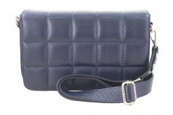 Pikowana listonoszka skórzana BARBERINI'S granatowa 932-4. Niebieskie shopper bag damskie Barberinis, bez wzorów, ze skóry, małe, pikowane, bez dodatków. Za 289.99 zł.