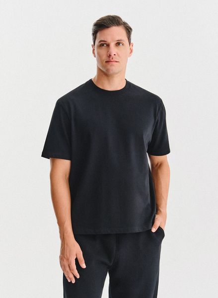 PAKO LORENTE - Czarny t-shirt oversize. Czarne t-shirty męskie Pako Lorente, l, bez wzorów, z bawełny, bez kołnierzyka. Za 99.99 zł.