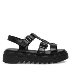 Sandały Lasocki. Czarne sandały damskie Lasocki, bez wzorów, bez obcasa, na płaskiej podeszwie. Za 169.99 zł.